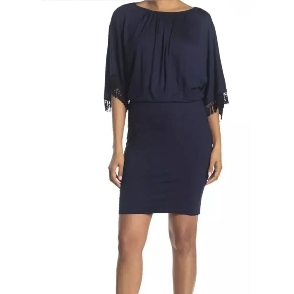 Trina Turk Size Small Indigo Bird of Paradise Dress